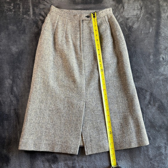 Lady Slater Herringbone Wool Skirt Midi Length Career Wear Size 10 - Picture 8 of 12
